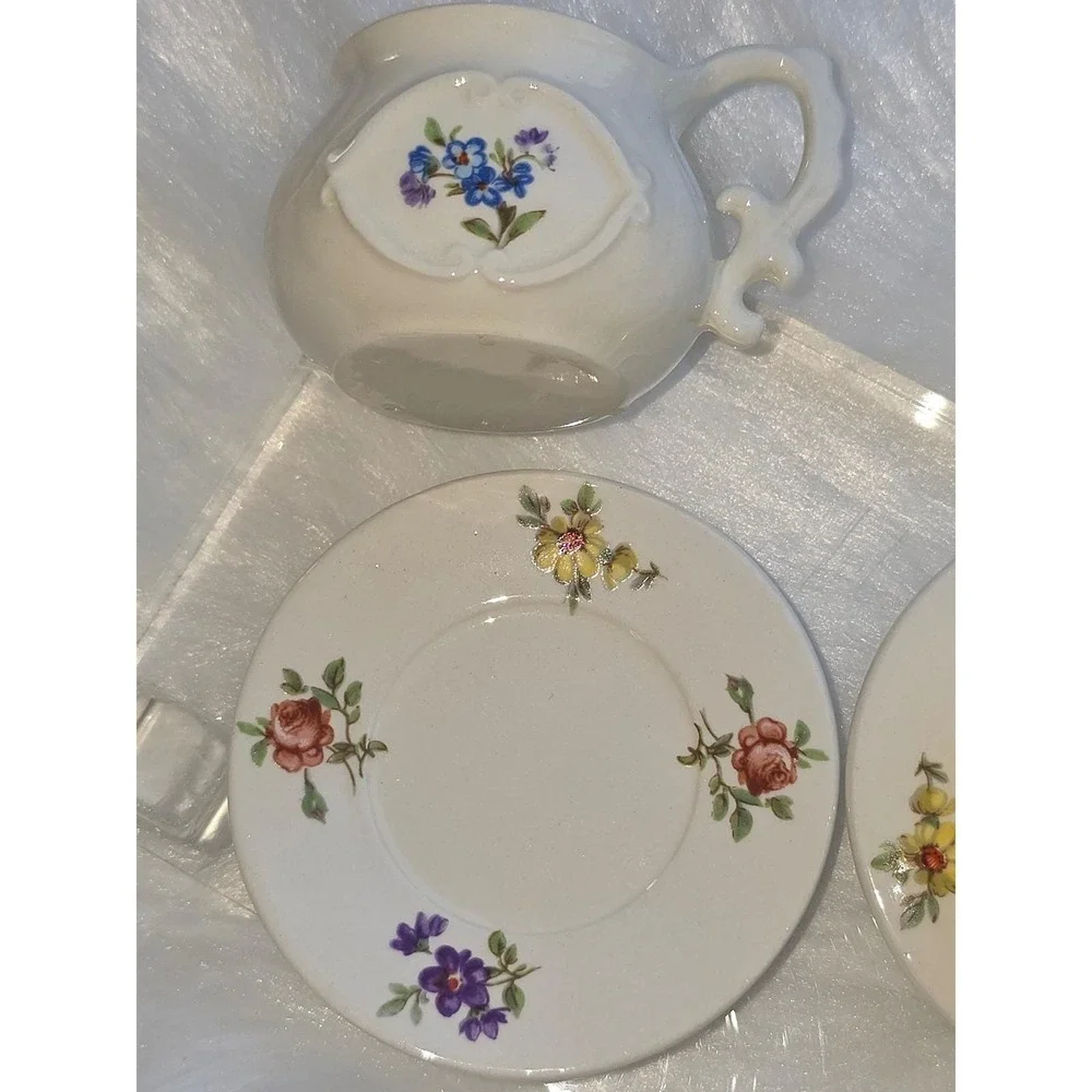 Vintage Miniature Ceramic Floral Tea‎ Set - 12 Pieces